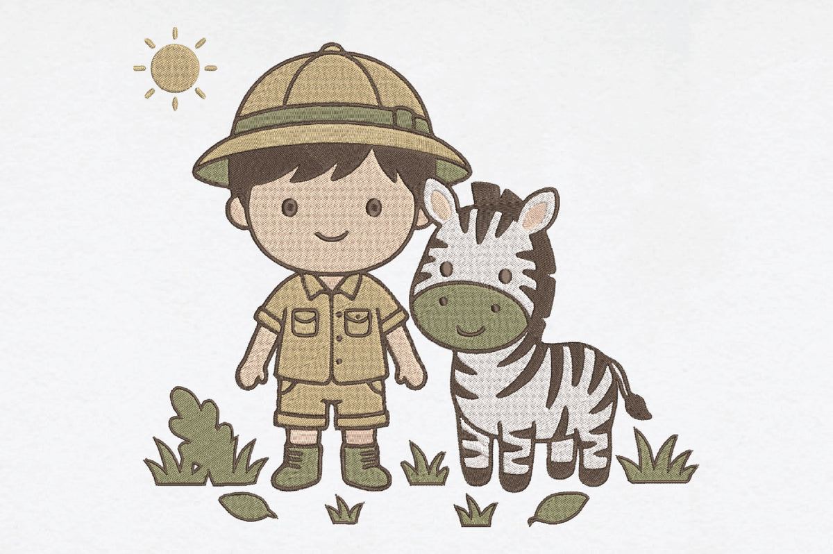 Baby Boy With Zebra Embroidery Design