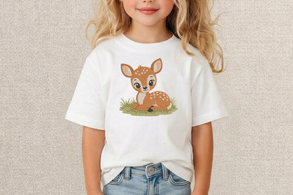 Baby Deer Embroidery Design – Cute Baby Deer Machine Embroidery Pattern, Adorable Woodland Animal Embroidery Design