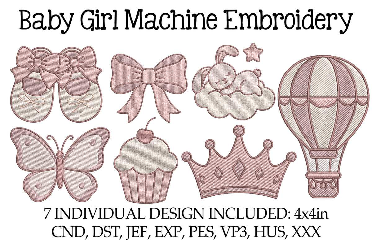 Baby Girl Bow Embroidery Design