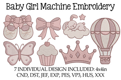 Baby Girl Bow Embroidery Design