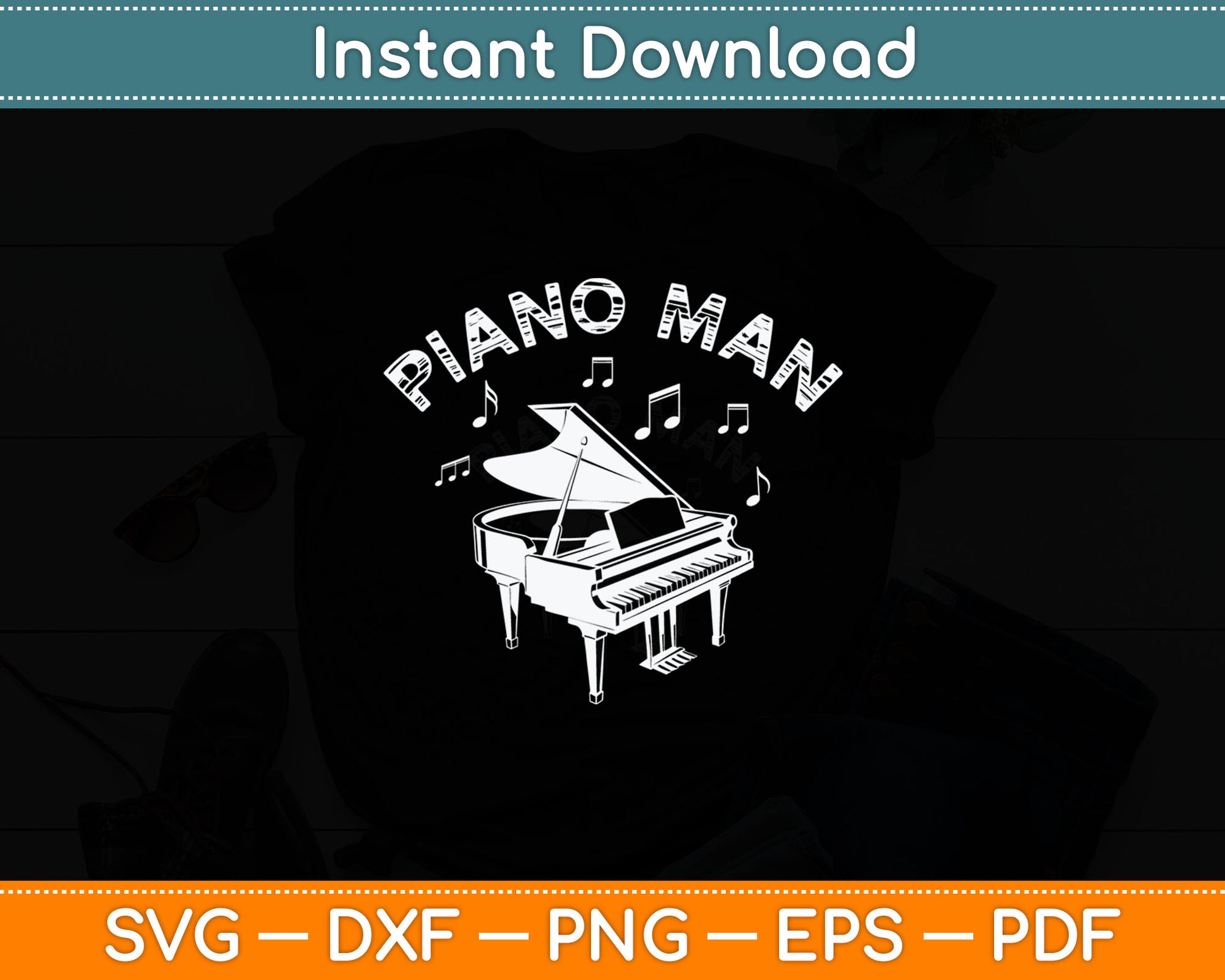 Baby Grand Piano Man Teacher Student Pianist Svg Digital Cutting File