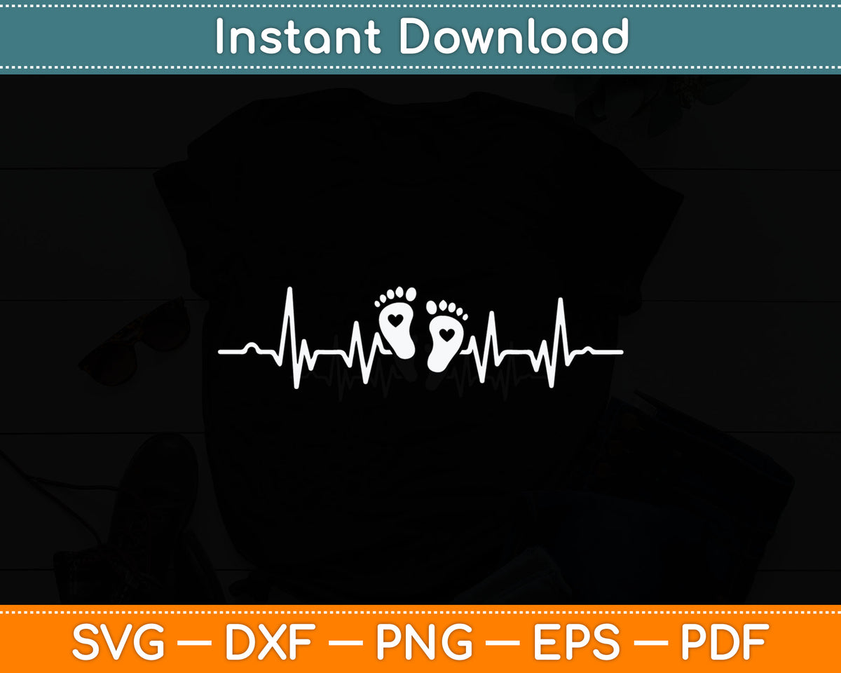 Baby Heartbeat Pregnancy Midwife Doula Svg Digital Cutting File