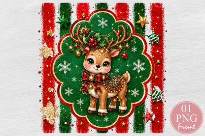 Cute Baby Reindeer PNG Christmas Deer Holiday Sublimation Design