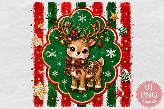Cute Baby Reindeer PNG Christmas Deer Holiday Sublimation Design
