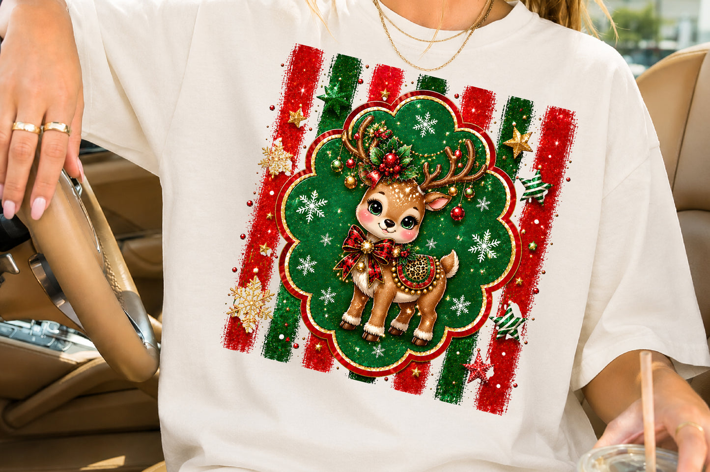 Cute Baby Reindeer PNG Christmas Deer Holiday Sublimation Design