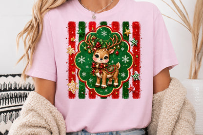 Cute Baby Reindeer PNG Christmas Deer Holiday Sublimation Design