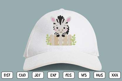 Cute Baby Zebra Embroidery Design, Adorable Zebra Machine Embroidery Pattern, Kawaii Zebra Embroidery Design