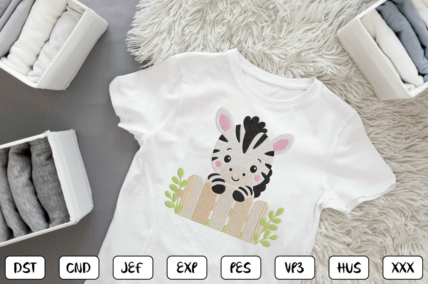 Cute Baby Zebra Embroidery Design, Adorable Zebra Machine Embroidery Pattern, Kawaii Zebra Embroidery Design