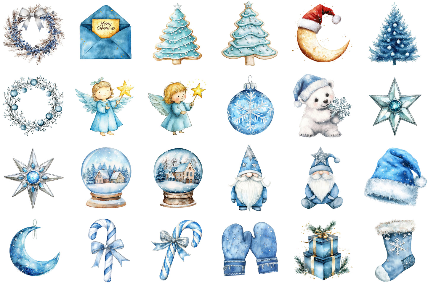 Baby First Blue Christmas Clipart PNG Bundle