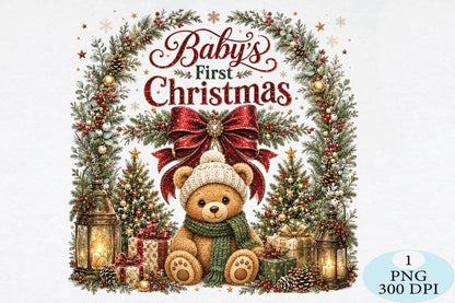 Baby's First Christmas Teddy Bear PNG