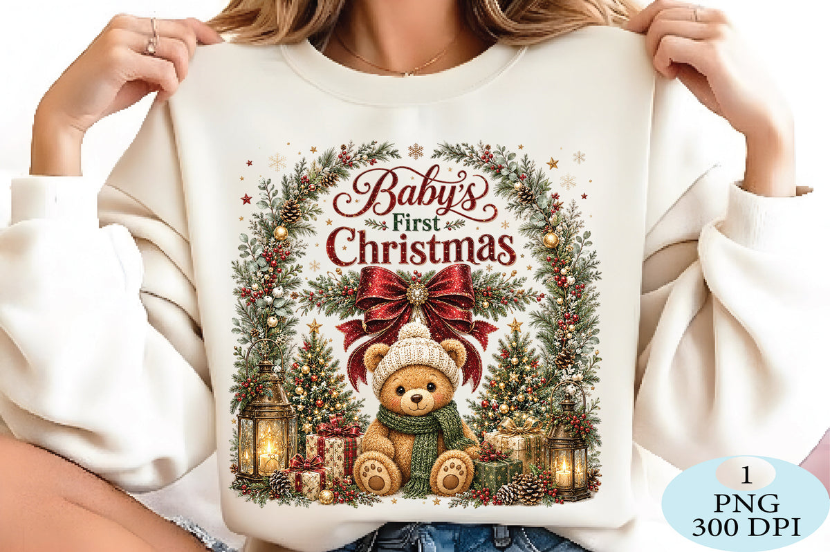 Baby's First Christmas Teddy Bear PNG