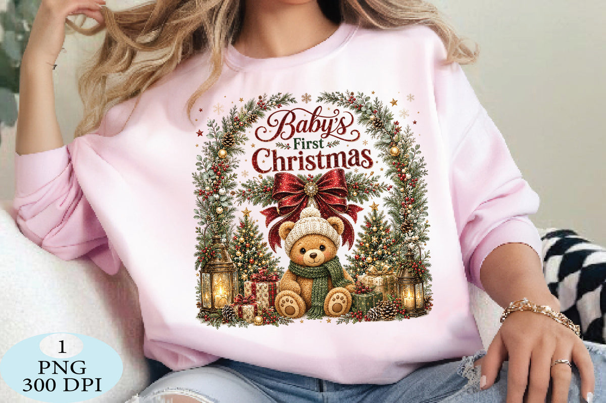Baby's First Christmas Teddy Bear PNG