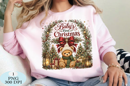 Baby's First Christmas Teddy Bear PNG