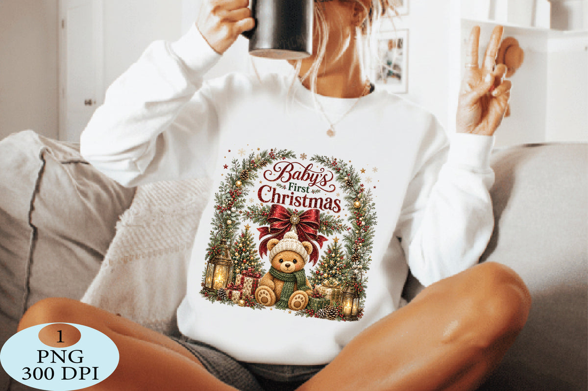 Baby's First Christmas Teddy Bear PNG