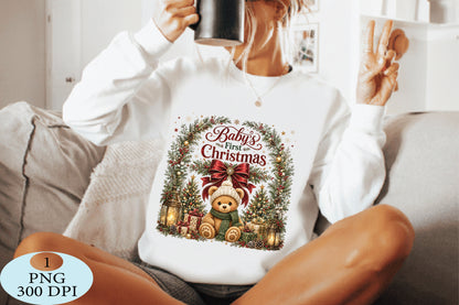 Baby's First Christmas Teddy Bear PNG