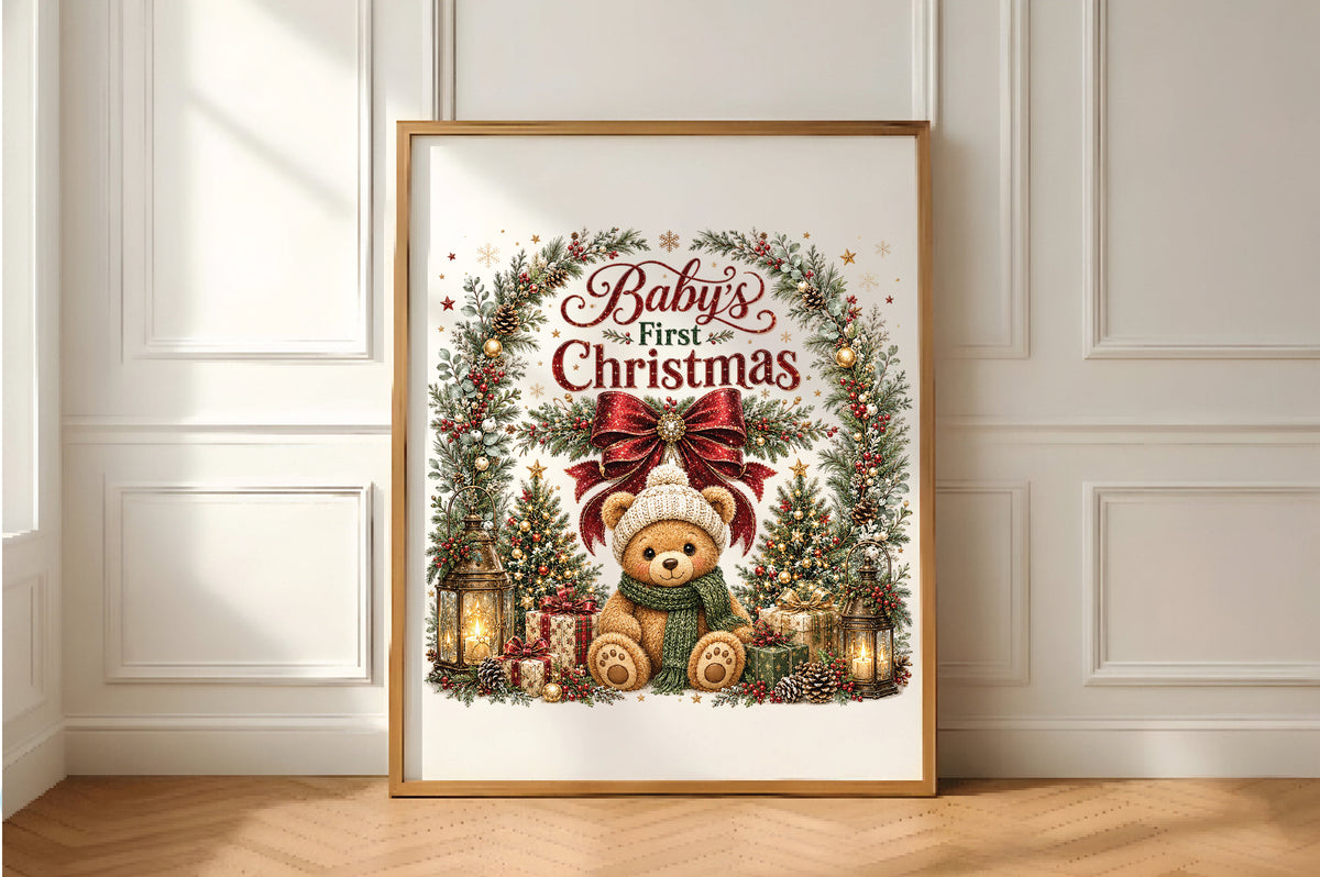 Baby's First Christmas Teddy Bear PNG