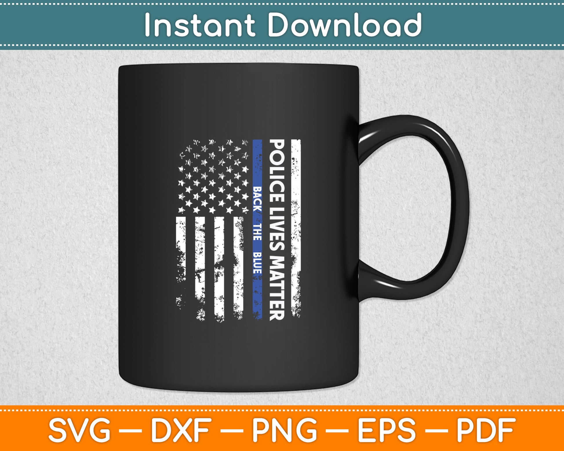 Back The Blue Thin Blue Line USA Flag Police Lives Matter Svg Digital Cutting File