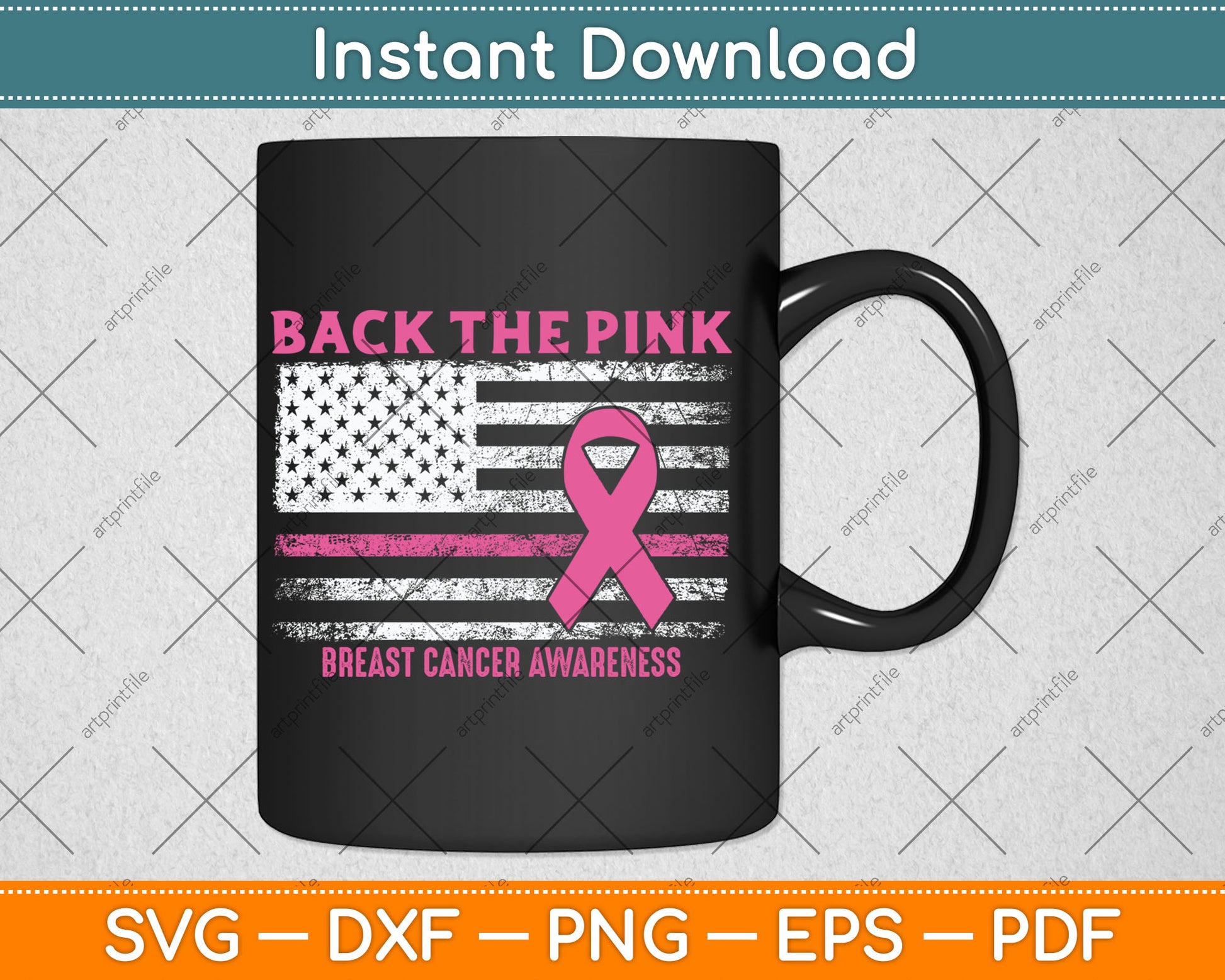 Back The Pink Us Flag Breast Cancer Awareness Svg Digital Cutting File