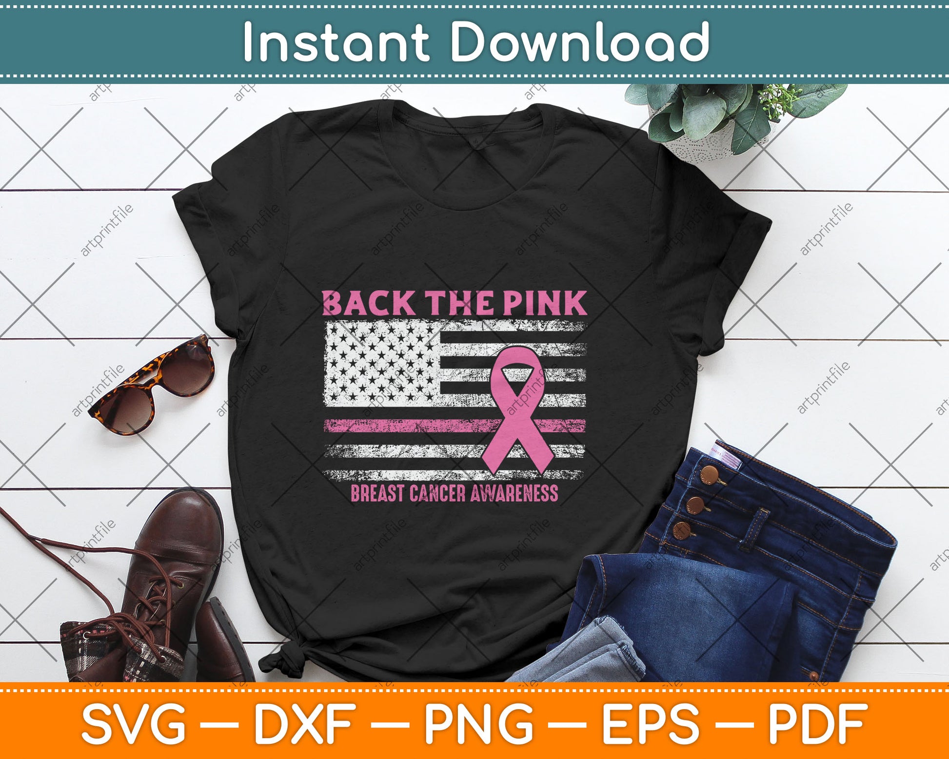 Back The Pink Us Flag Breast Cancer Awareness Svg Digital Cutting File