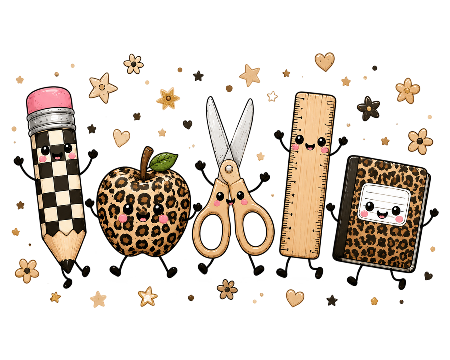 Back to School Doodles PNG Cute School Supplies Teacher Sublimation