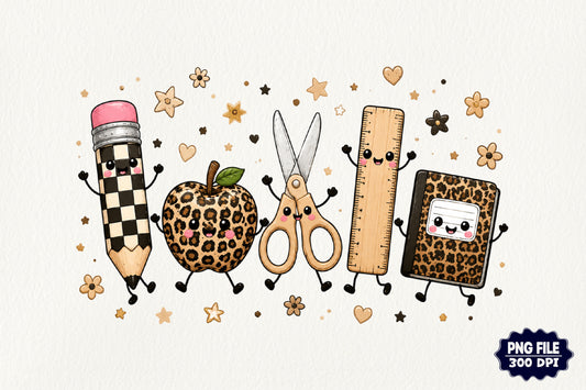 Back to School Doodles PNG Cute School Supplies Teacher Sublimation