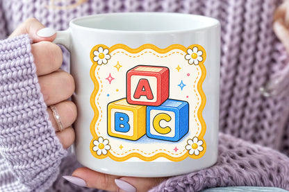 Back to School ABC Blocks PNG Cute Alphabet Sublimation