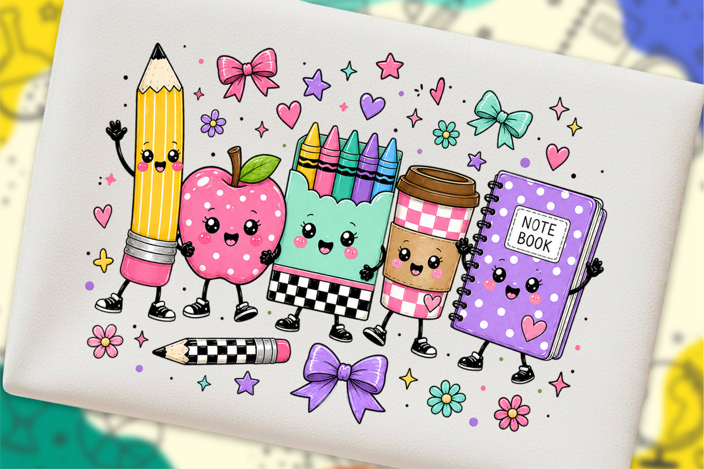 Back to School PNG Cute School Supplies Characters Sublimation Design