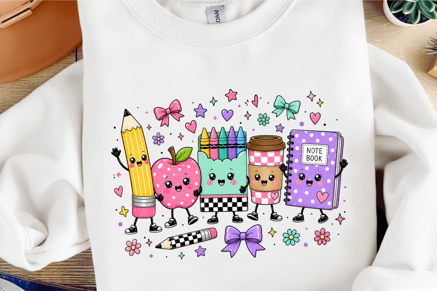 Back to School PNG Cute School Supplies Characters Sublimation Design
