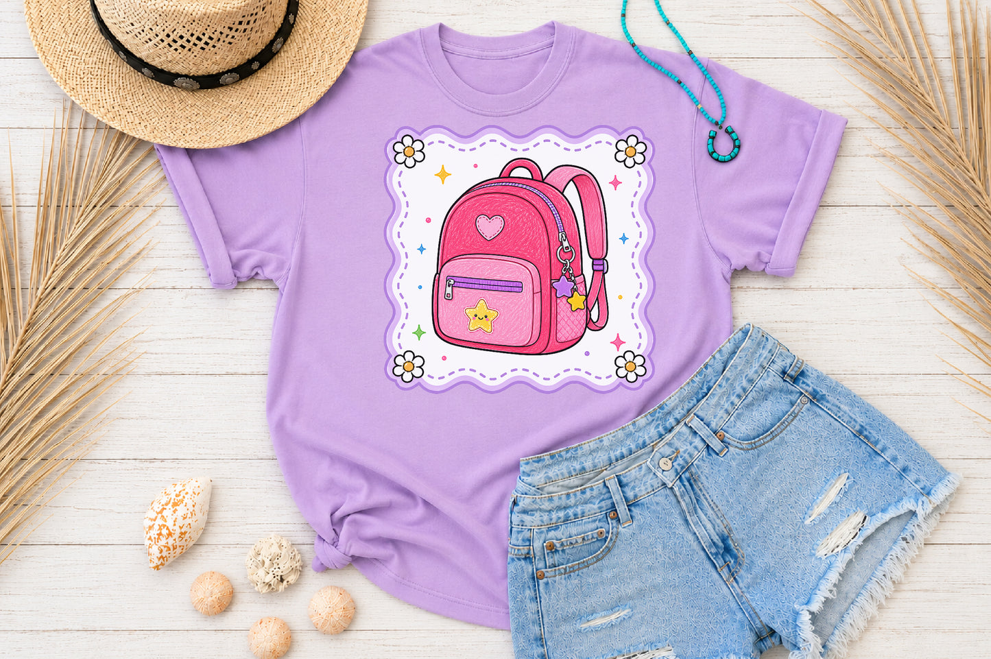 Cute Pink Backpack PNG Back to School Sublimation Design