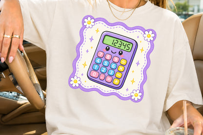 Cute Calculator PNG Back to School Sublimation Design