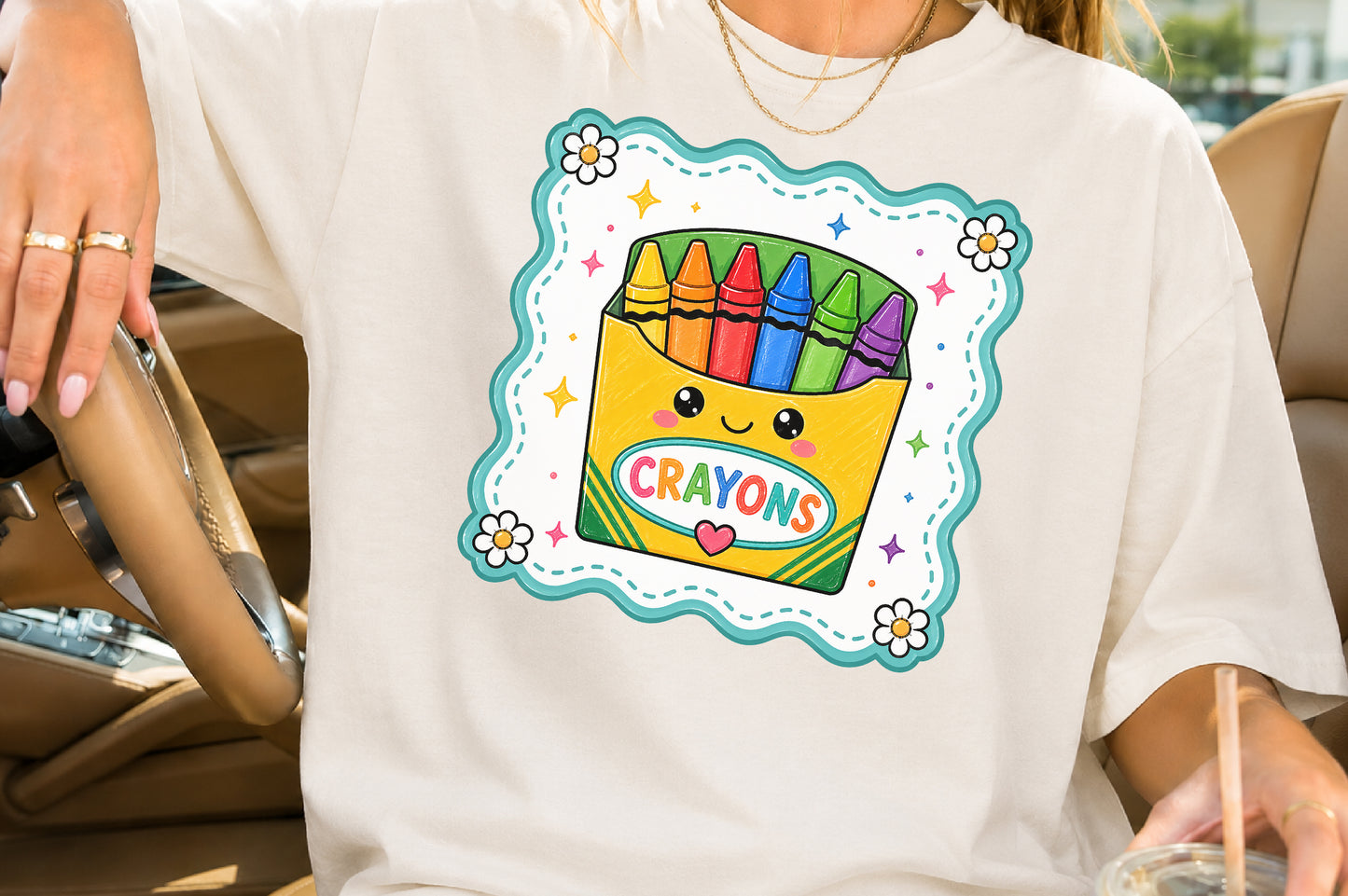 Cute Crayons Box PNG Back to School Sublimation Design