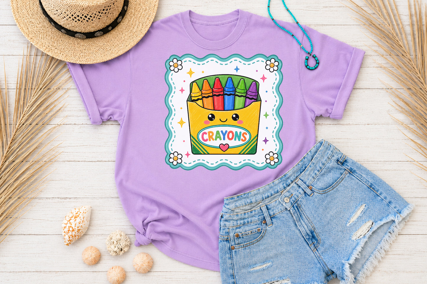 Cute Crayons Box PNG Back to School Sublimation Design
