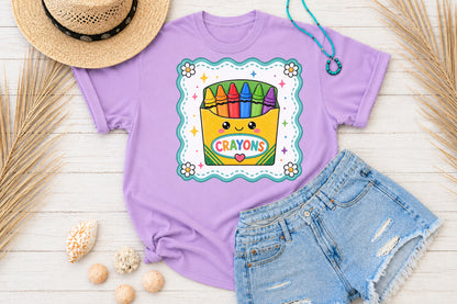 Cute Crayons Box PNG Back to School Sublimation Design