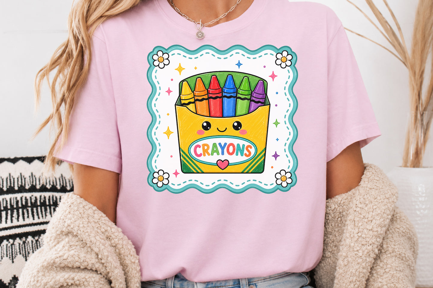 Cute Crayons Box PNG Back to School Sublimation Design