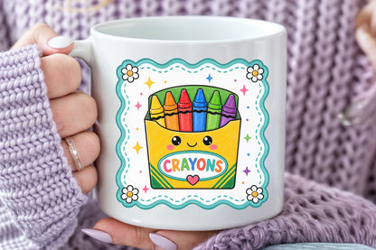 Cute Crayons Box PNG Back to School Sublimation Design