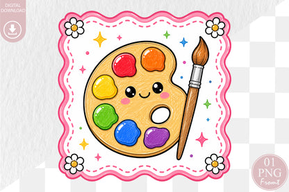 Cute Paint Palette PNG Back to School Art Sublimation Design