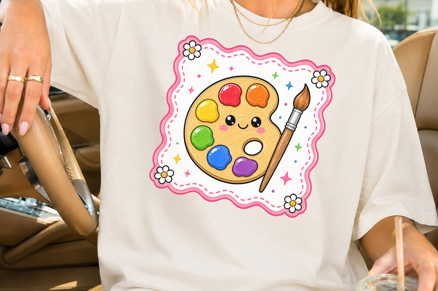 Cute Paint Palette PNG Back to School Art Sublimation Design
