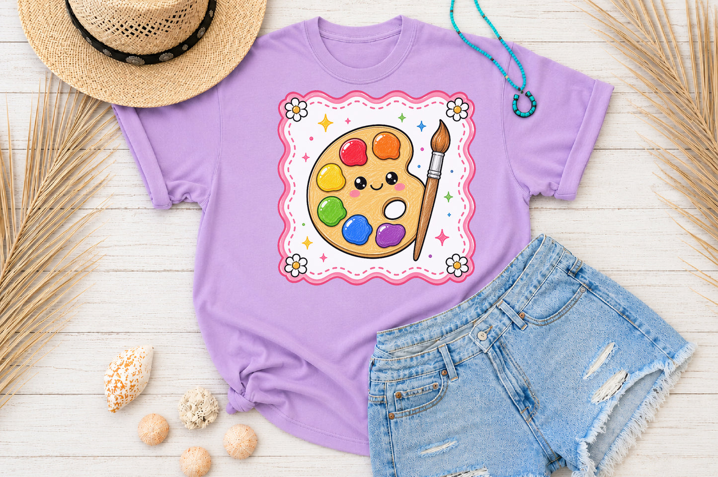 Cute Paint Palette PNG Back to School Art Sublimation Design