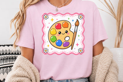 Cute Paint Palette PNG Back to School Art Sublimation Design