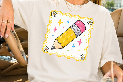 Cute Pencil PNG Back to School School Supplies Sublimation Design
