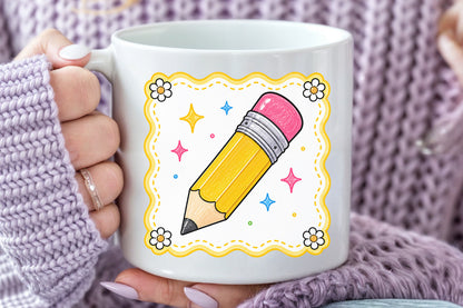 Cute Pencil PNG Back to School School Supplies Sublimation Design