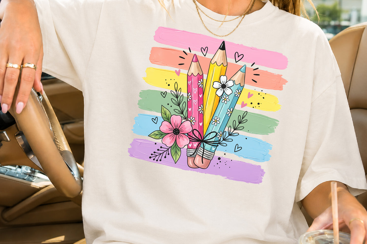 Cute Colorful Pencils Back to School PNG Sublimation