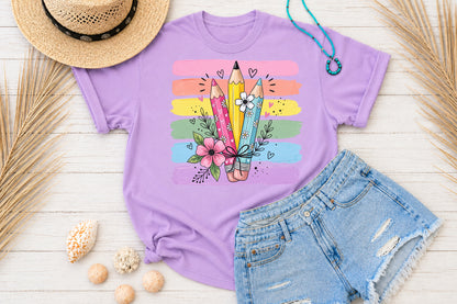 Cute Colorful Pencils Back to School PNG Sublimation