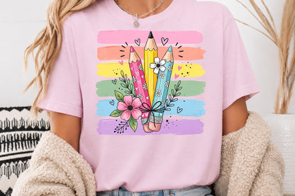 Cute Colorful Pencils Back to School PNG Sublimation
