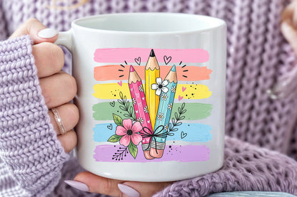 Cute Colorful Pencils Back to School PNG Sublimation