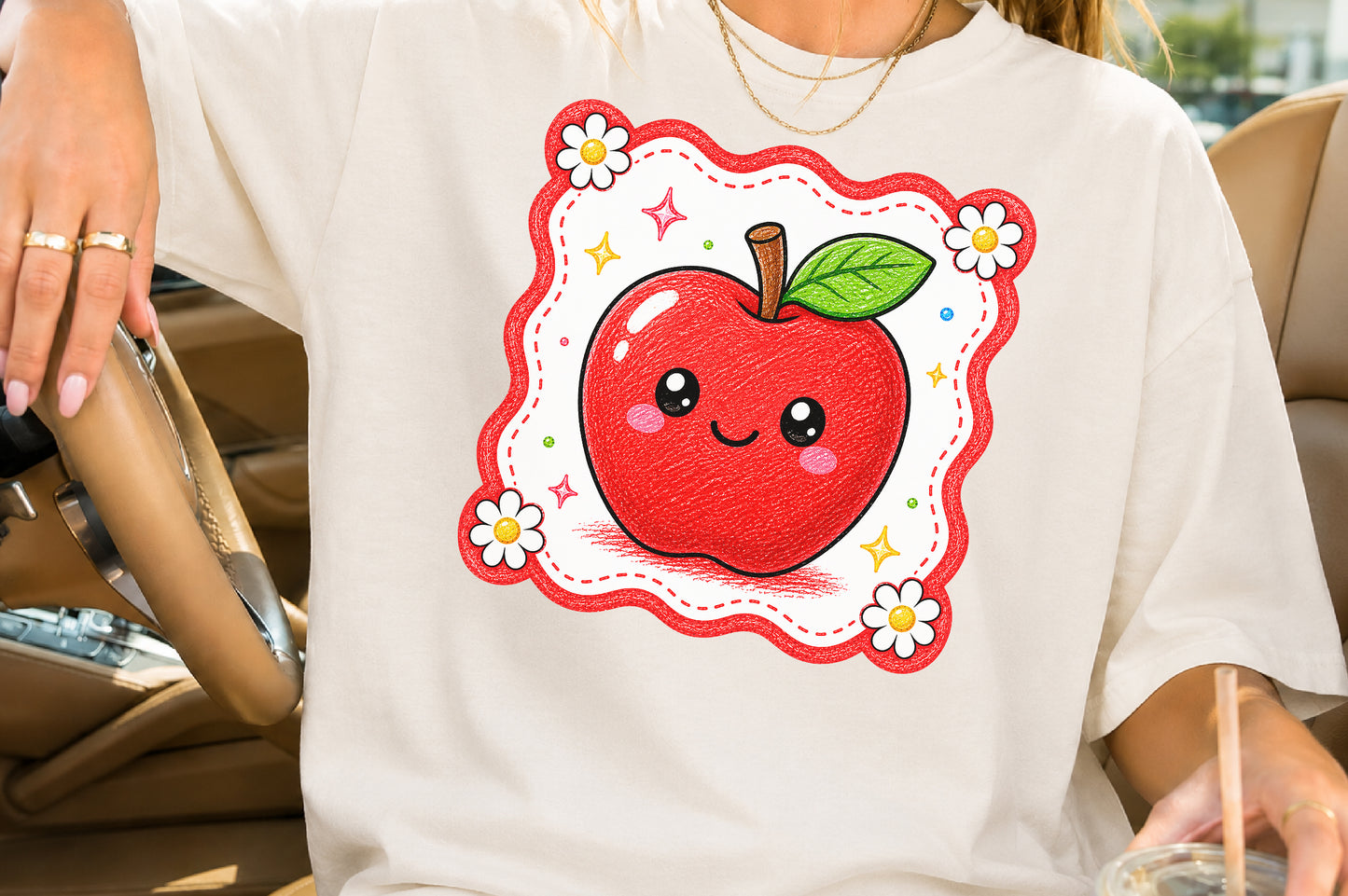 Cute Red Apple PNG Back to School Teacher Sublimation Design