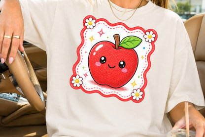 Cute Red Apple PNG Back to School Teacher Sublimation Design