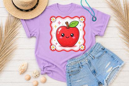Cute Red Apple PNG Back to School Teacher Sublimation Design