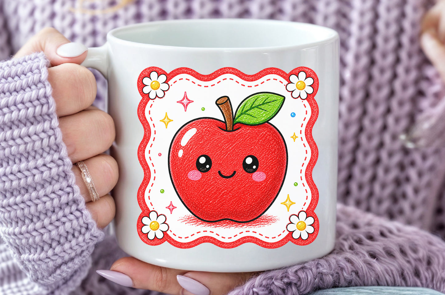 Cute Red Apple PNG Back to School Teacher Sublimation Design