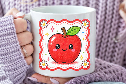 Cute Red Apple PNG Back to School Teacher Sublimation Design